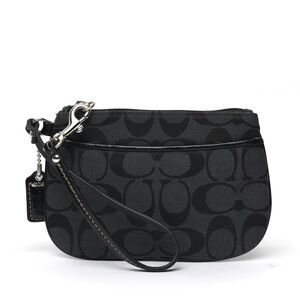 COACH SIGNATURE JACQUARD BLACK CANVAS WRISTLET